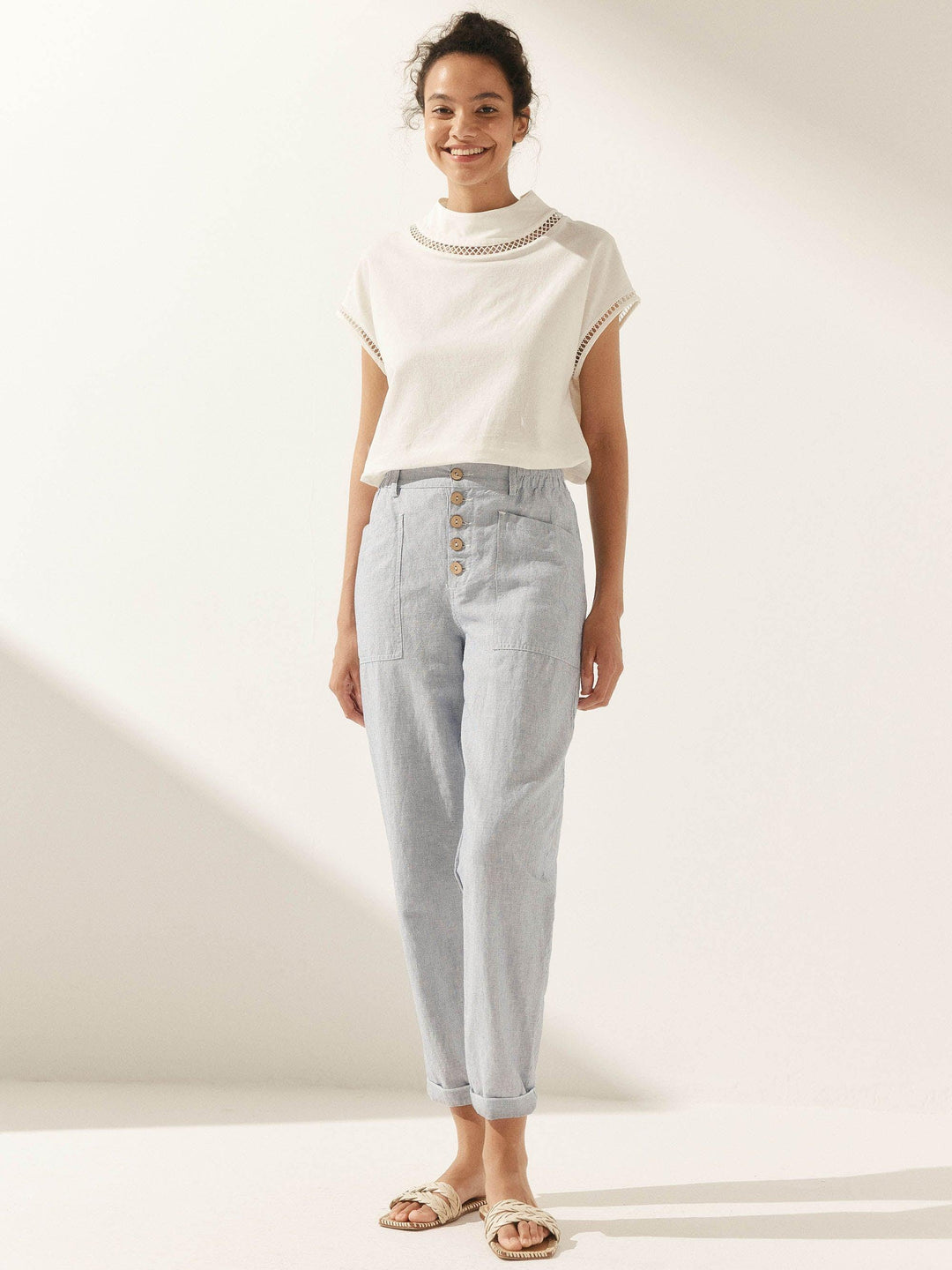 Linen Simple Button Fly Trousers HEIDI