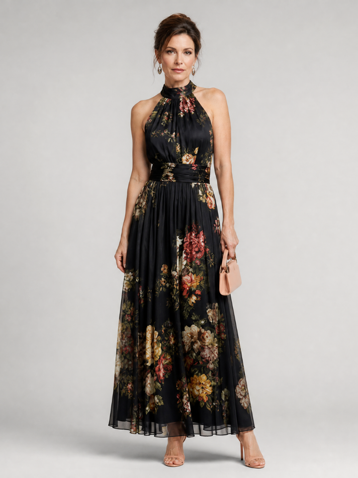 SIOR| Floral Halter Neck Midi Dress