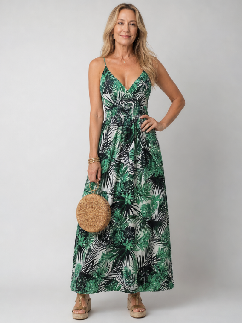 MARAVELLE | Sleeveless Floral Print Midi Dress