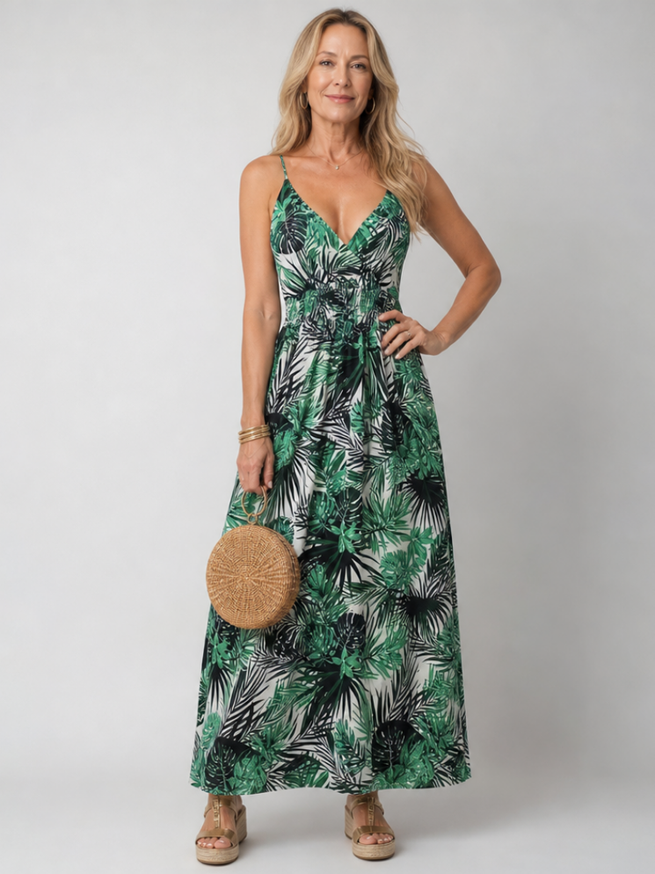 MARAVELLE | Sleeveless Floral Print Midi Dress