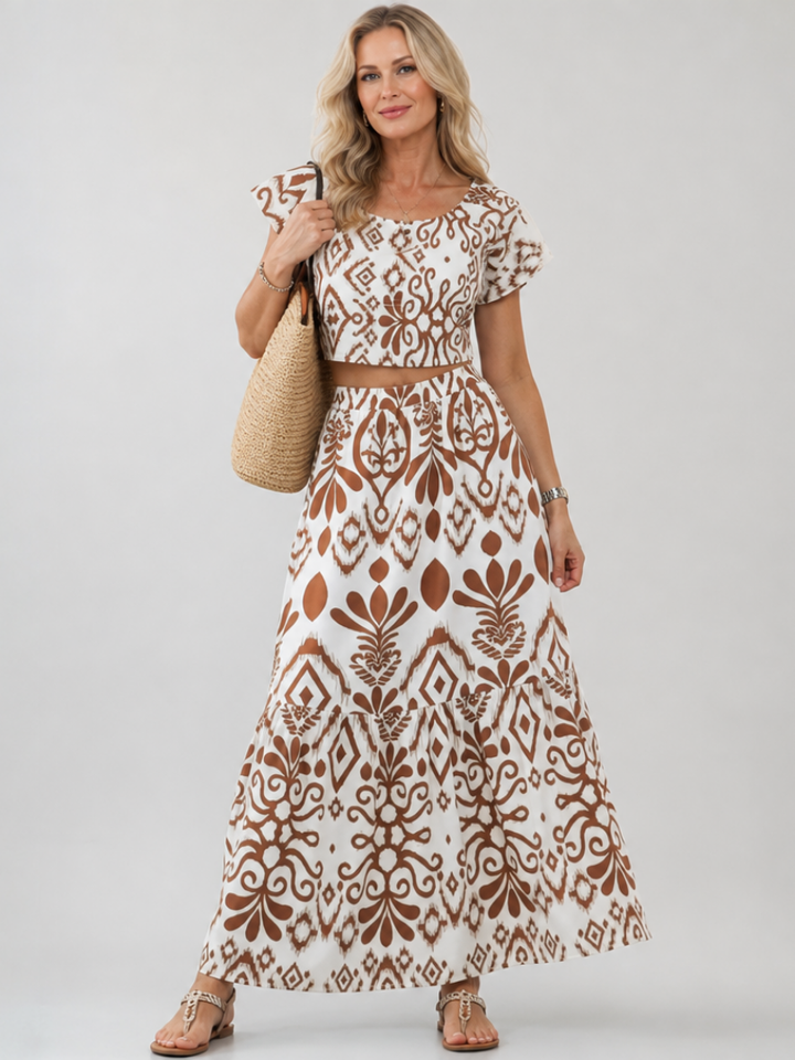 NUMAN | Short Flutter Sleeve Flared Skirt Midi Dress