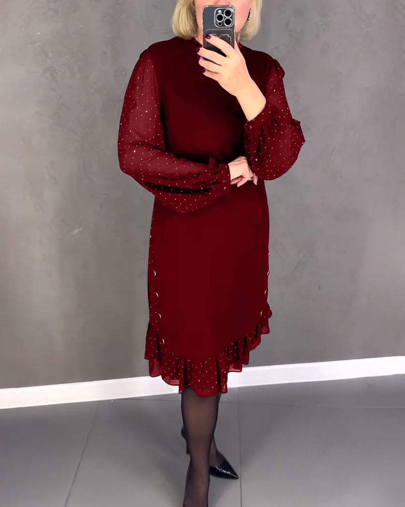 Aubrey | Long-sleeved polka dot dress