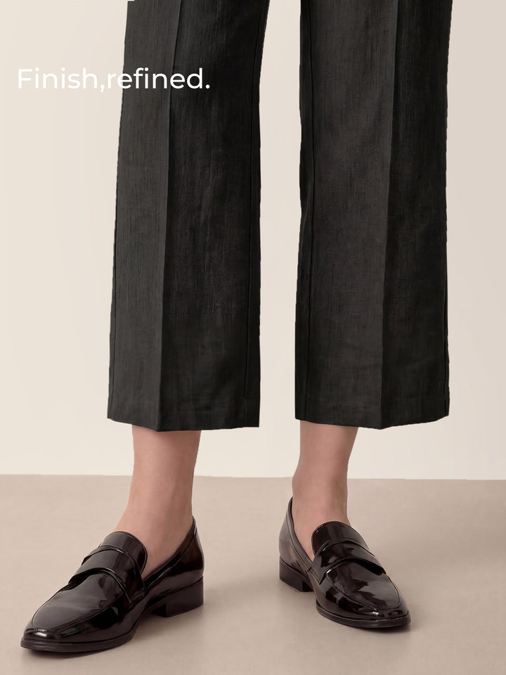 Linen Tailored Wide Leg Full Length Pants LEIGHTON