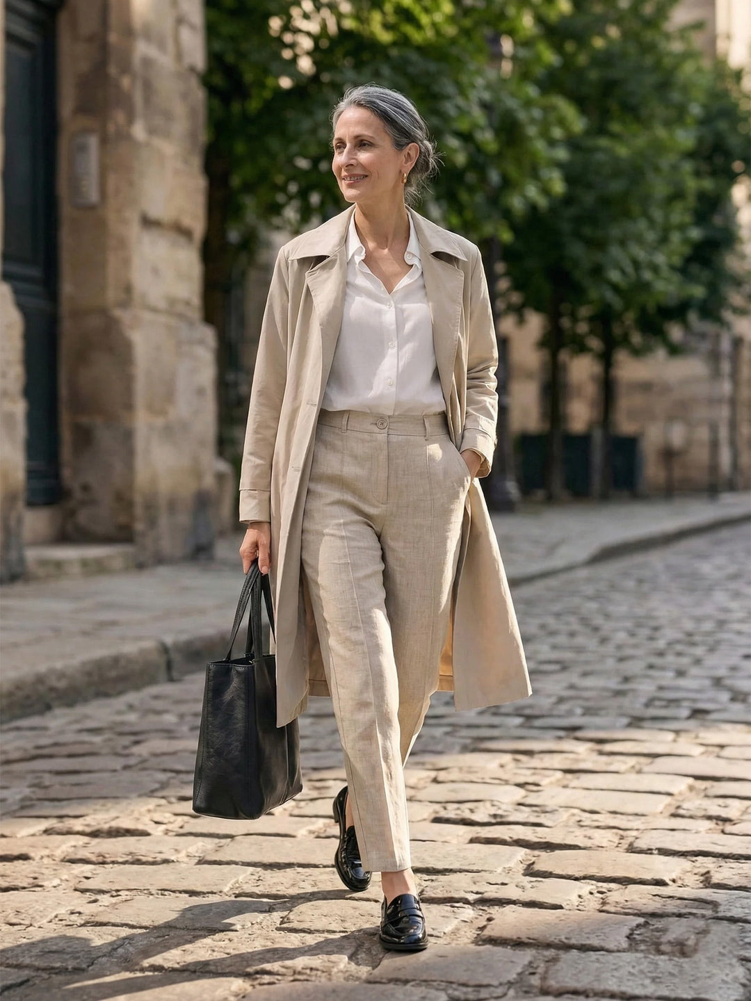 Linen Tailored Straight Cropped Pants LOGAN