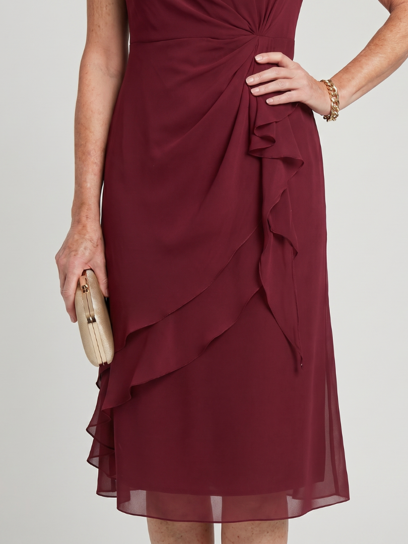 EIRA| Short Sleeve Layered Hem Midi Dress