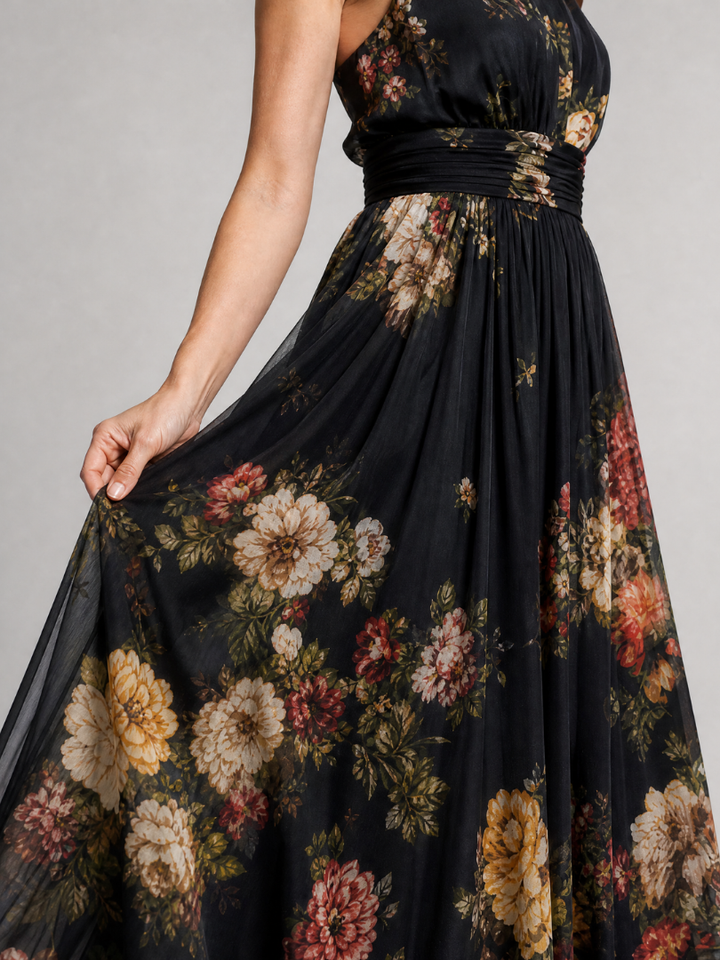SIOR| Floral Halter Neck Midi Dress
