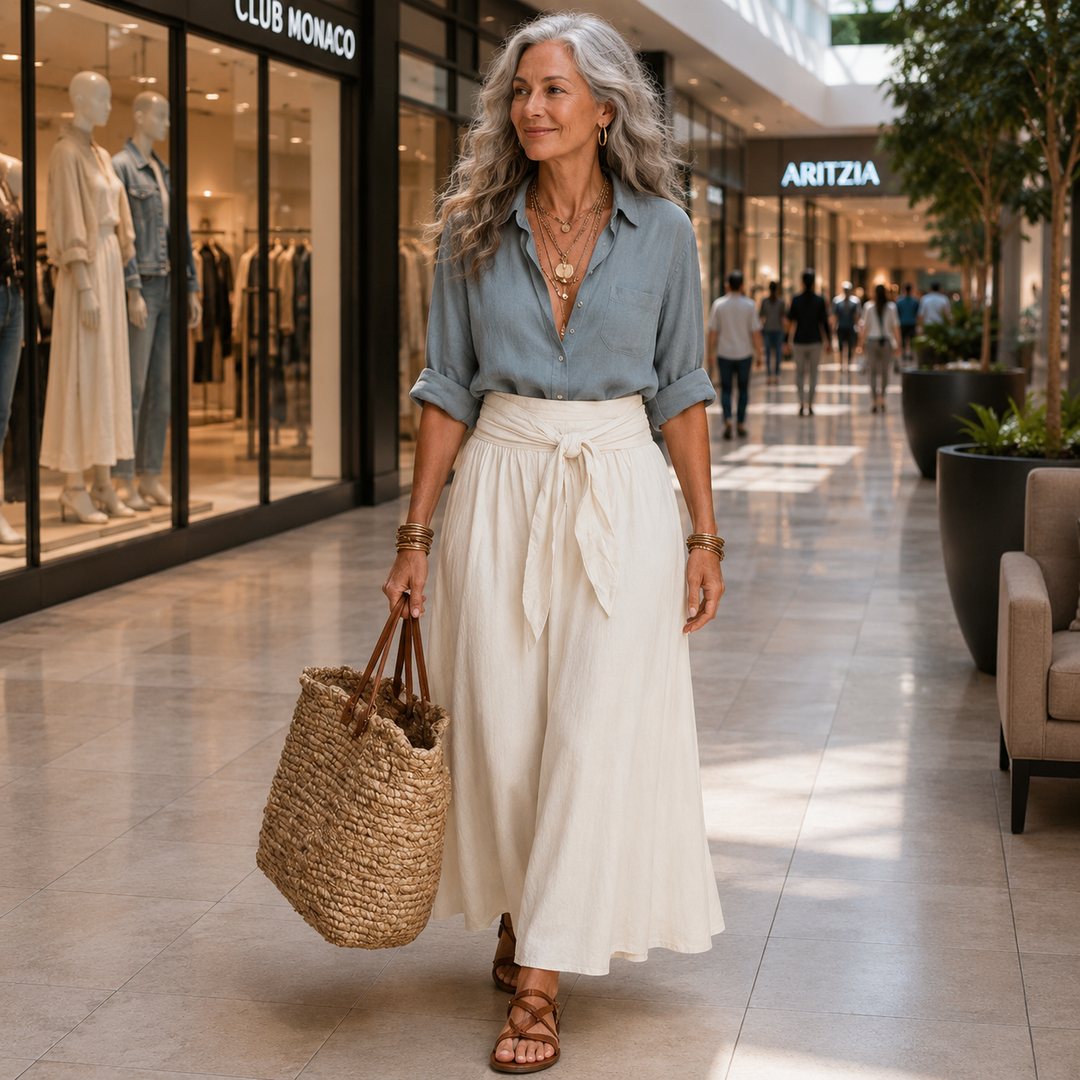 RIVER | Two-Piece Set: Black Top and Olive Green Midi Skirt