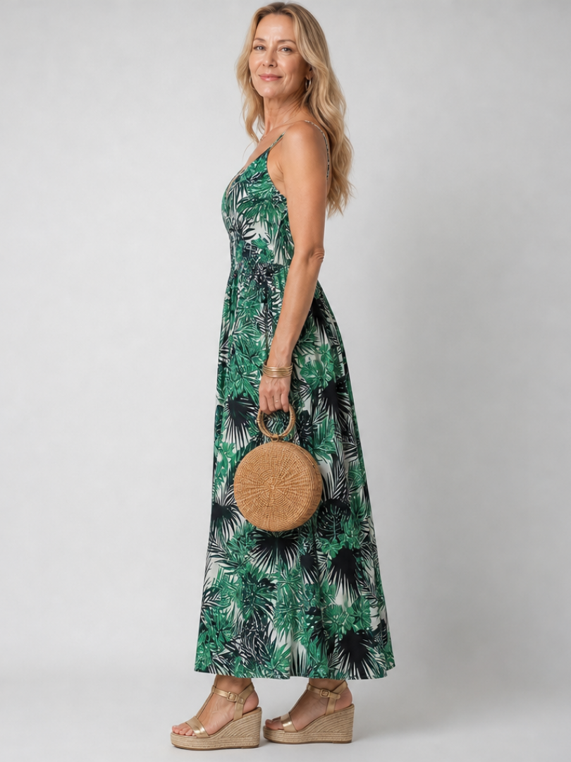 MARAVELLE | Sleeveless Floral Print Midi Dress