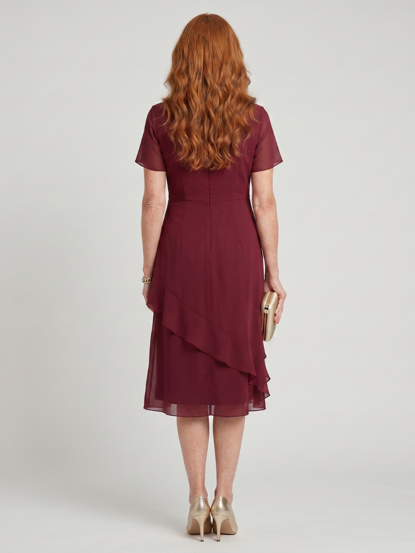 EIRA| Short Sleeve Layered Hem Midi Dress