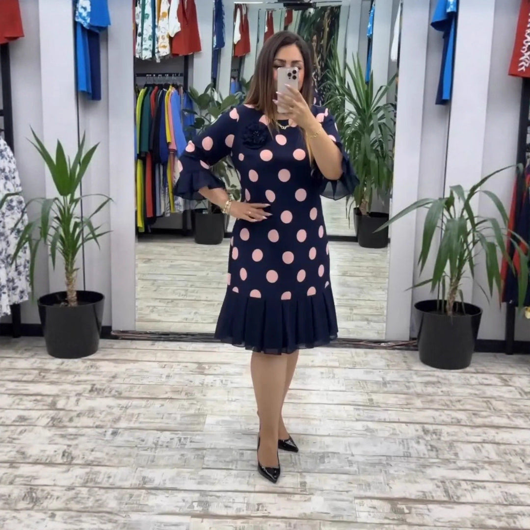 Jessica | Pleated Polka Dot Dress
