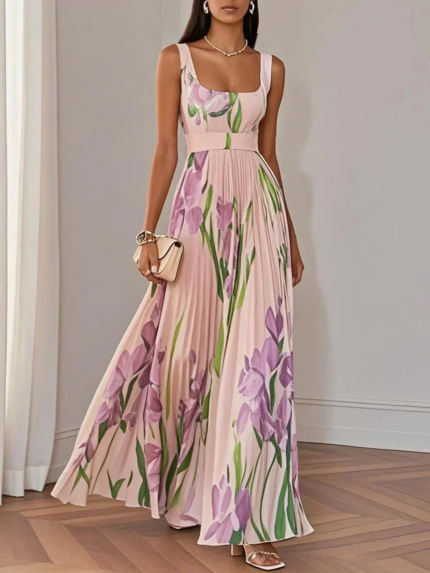 Zelma™ | Pleated Chiffon Maxi Dress