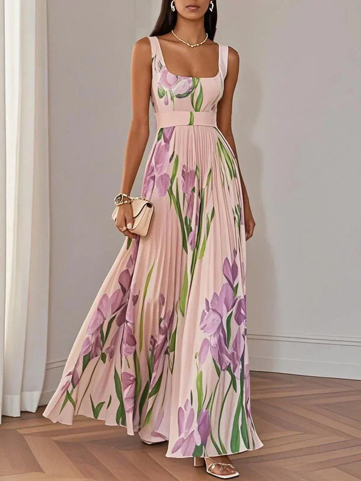 Zelma™ | Pleated Chiffon Maxi Dress