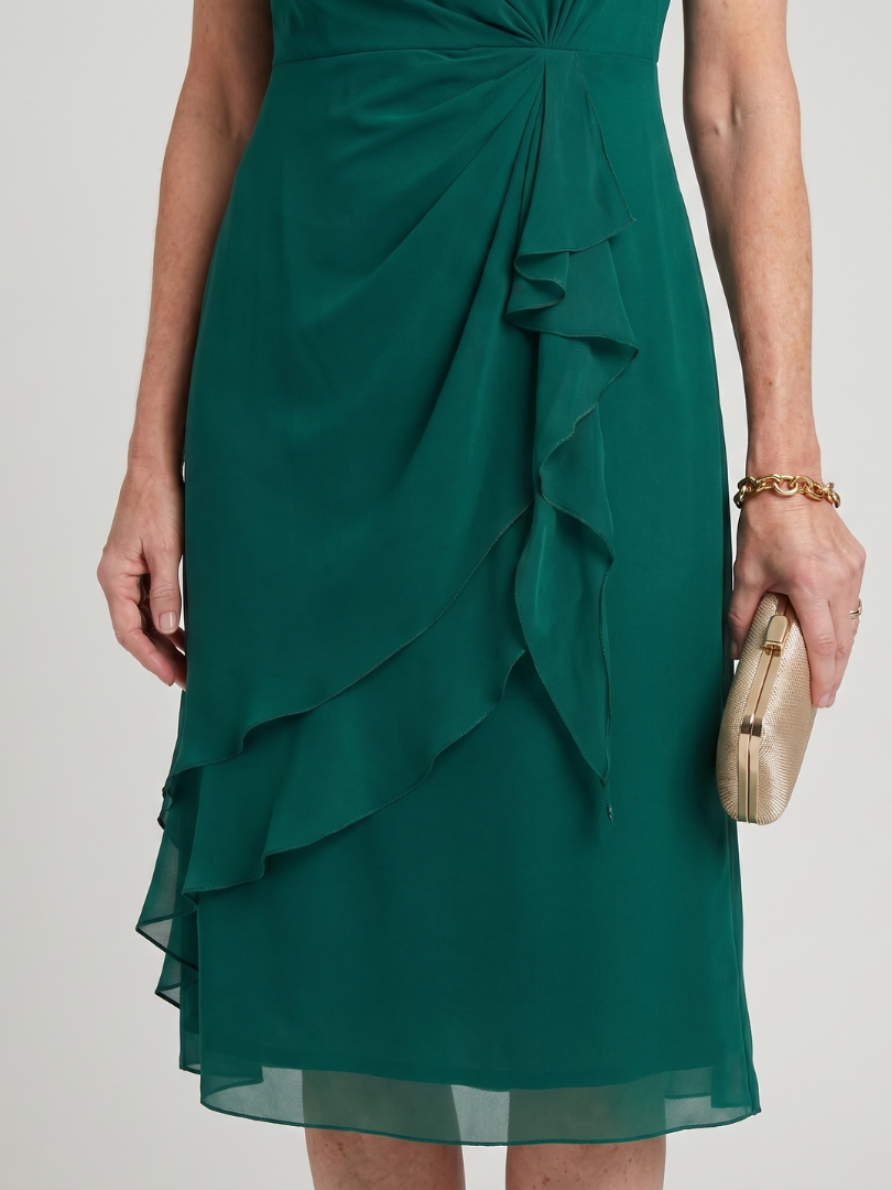 EIRA| Short Sleeve Layered Hem Midi Dress