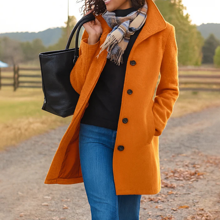 Helga | Women’s Classic Winter Coat with Front Button Closure