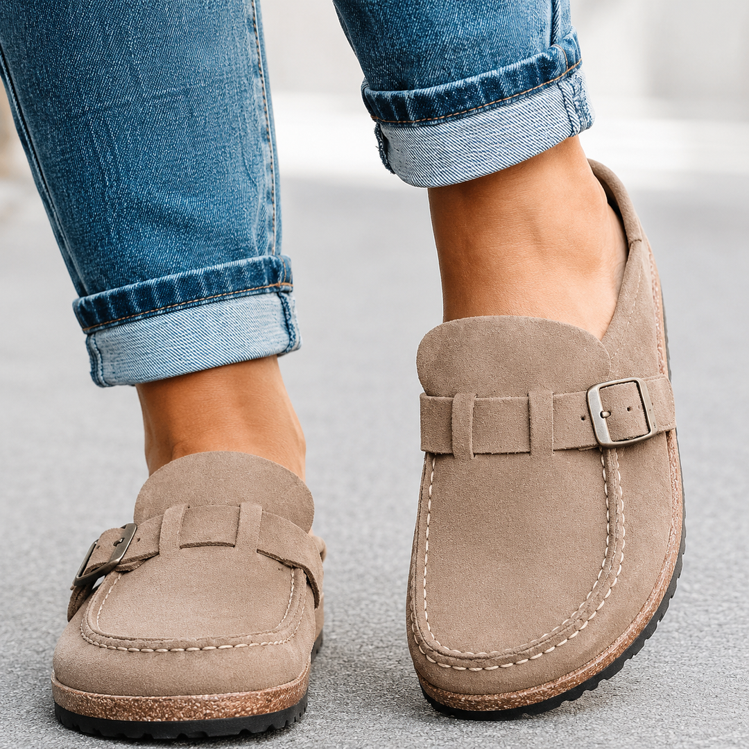 EMBER – Suede Buckle Mule