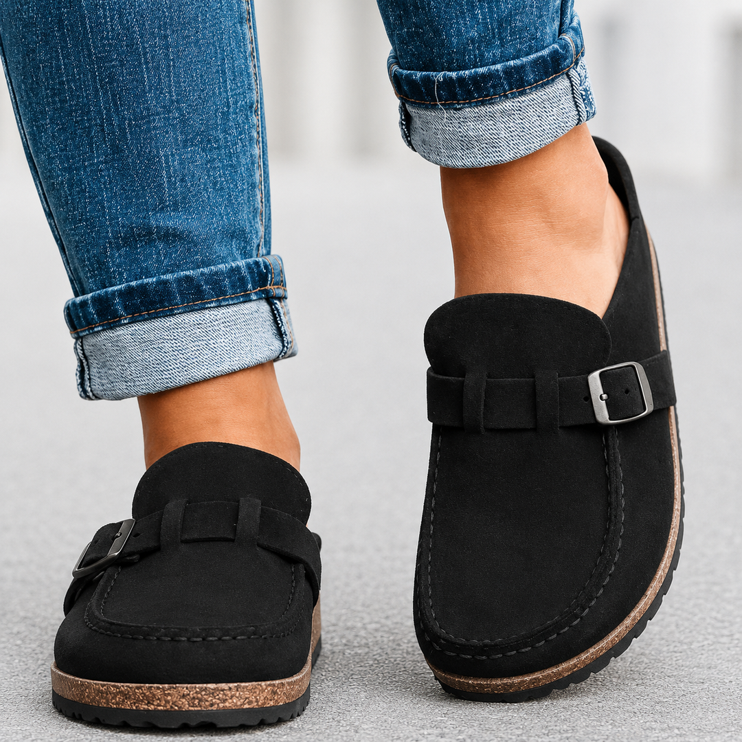 EMBER – Suede Buckle Mule