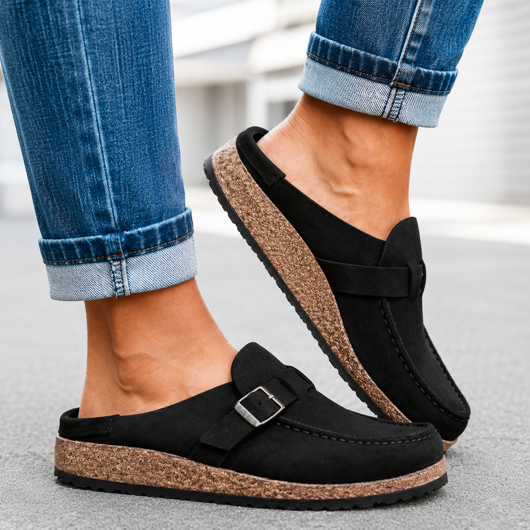 EMBER – Suede Buckle Mule