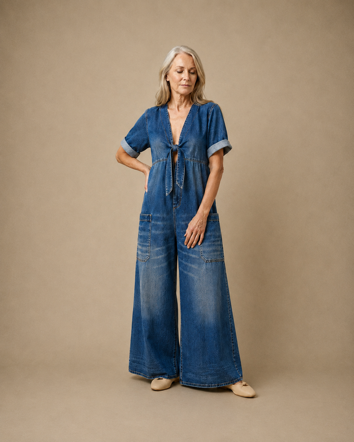 MAYA | V Neck Short Sleeve Jumpsuit