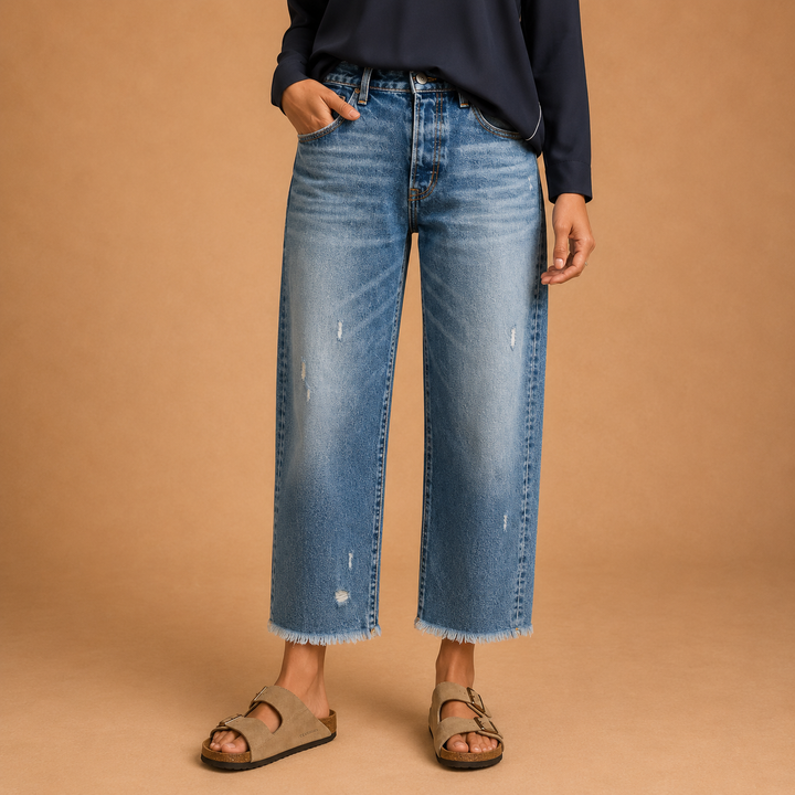 ABERJEAN™ | Retro Cropped Straight Jeans