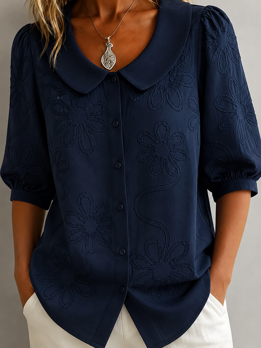 BLERTA - Floral Blouse With Natural Elegance