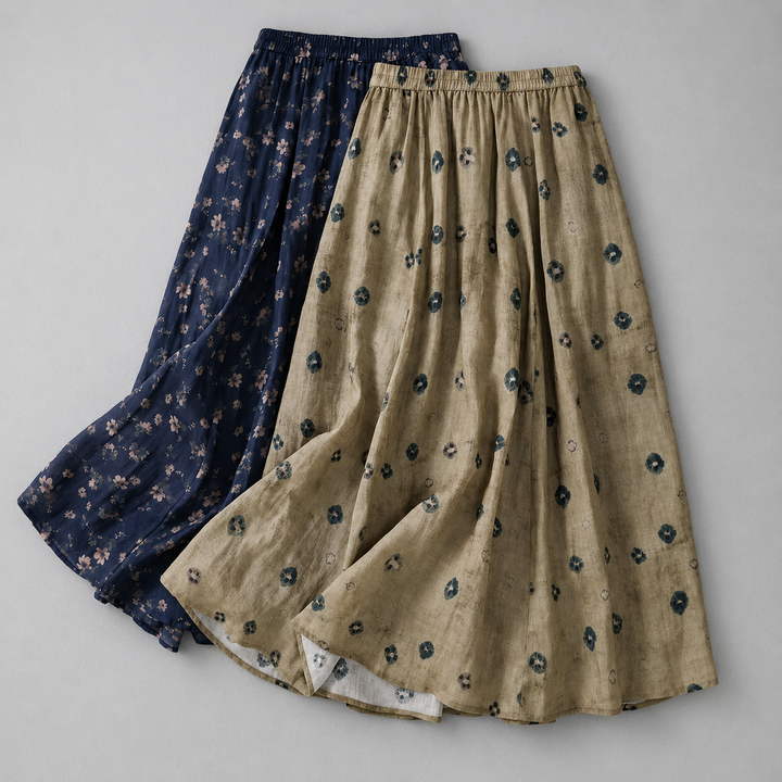DAHLIA Cotton Linen Maxi Skirt