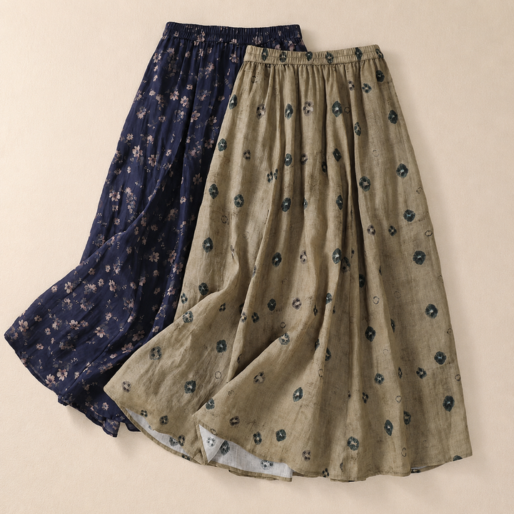 DAHLIA Cotton Linen Maxi Skirt