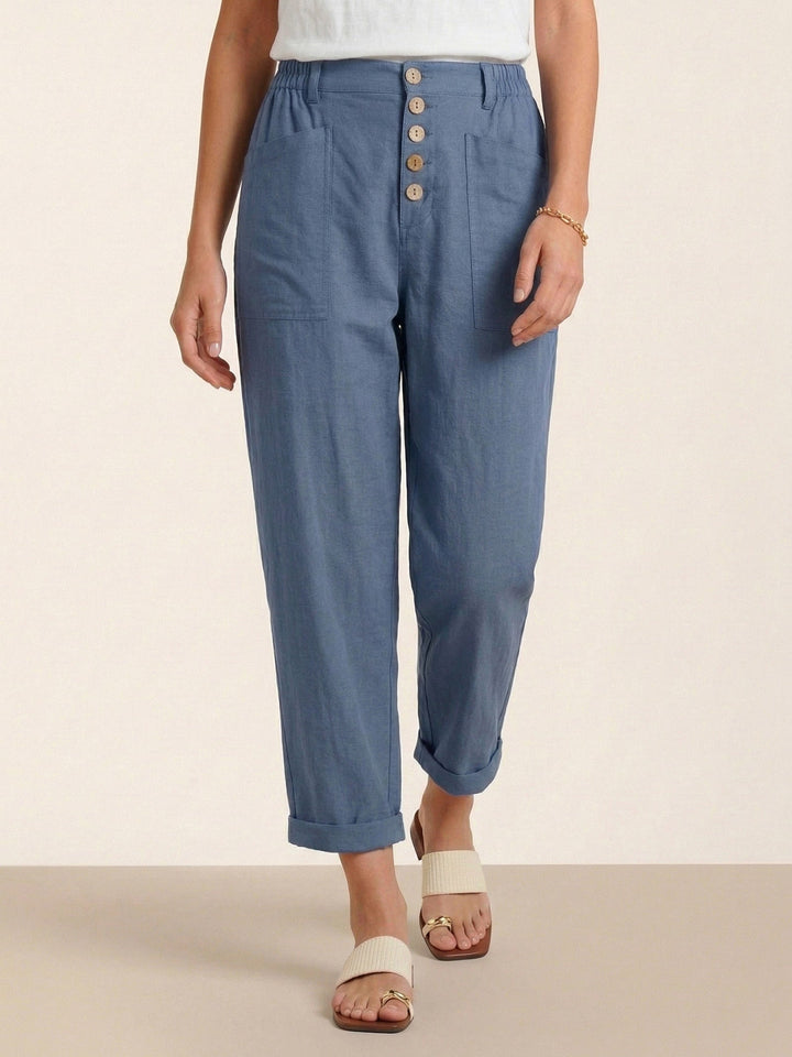 Linen Simple Button Fly Trousers HEIDI