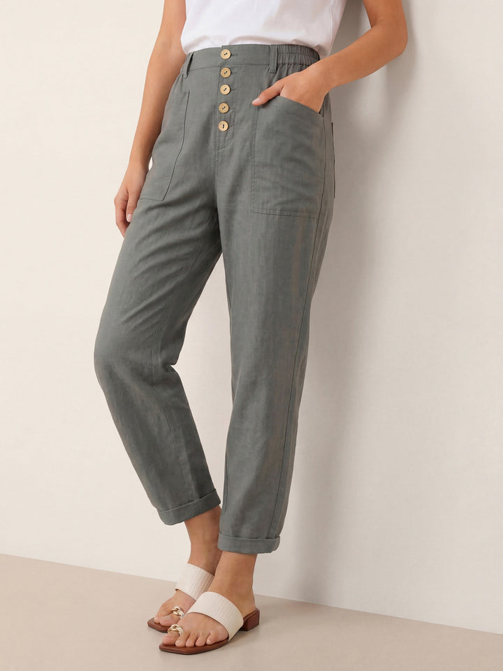 Linen Simple Button Fly Trousers HEIDI