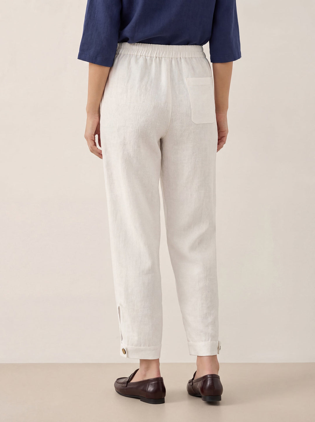 100% Linen Straight-Leg Pants with Elastic Waist PATRICE
