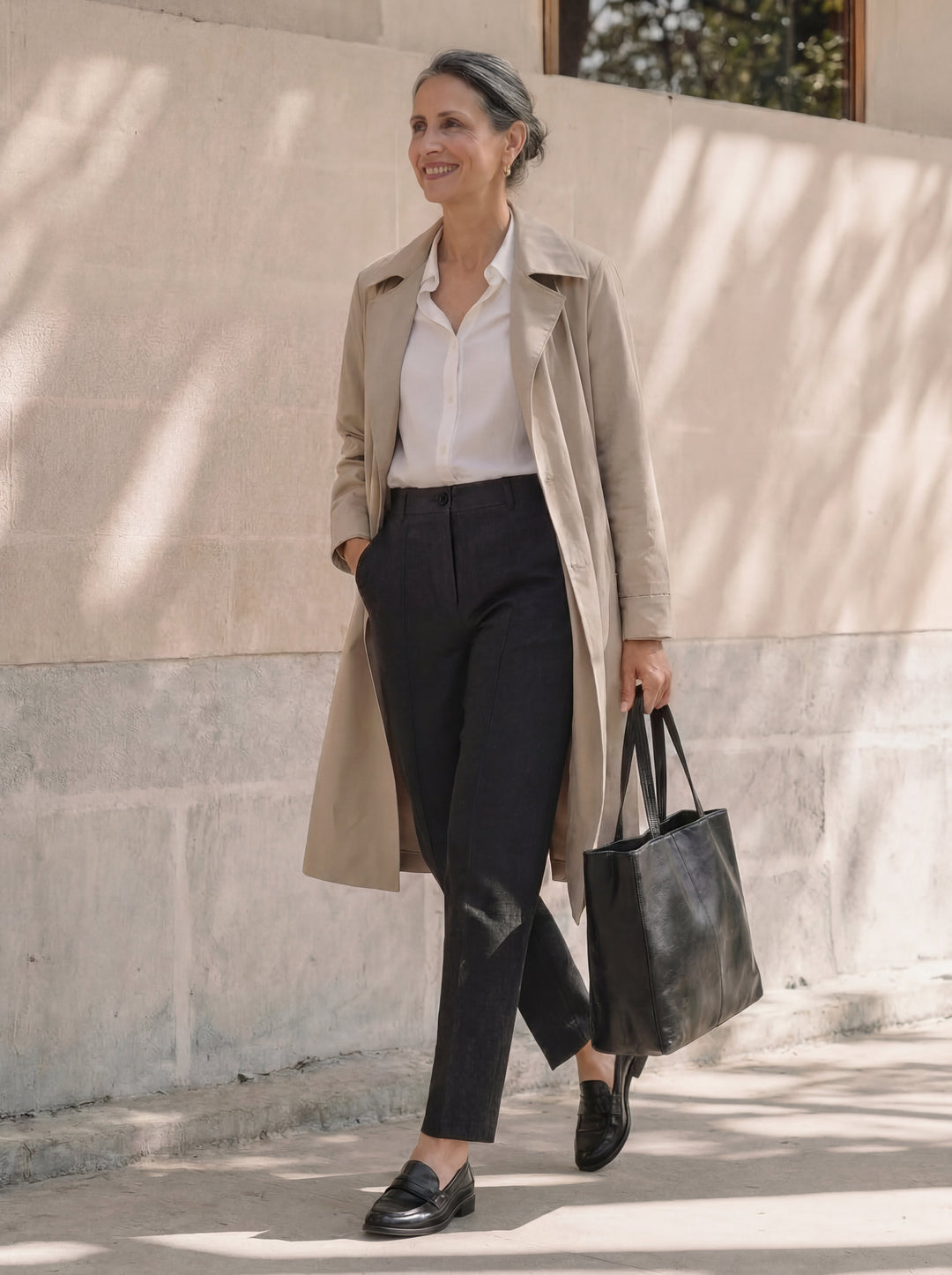 Linen Tailored Straight Cropped Pants LOGAN