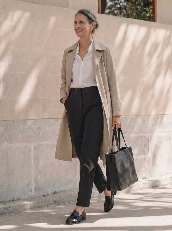 Linen Tailored Straight Cropped Pants LOGAN