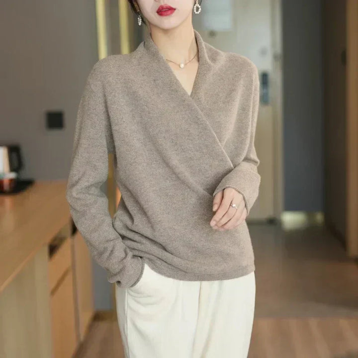 Natalie | Women’s Winter Wrap V Neck Knit Sweater