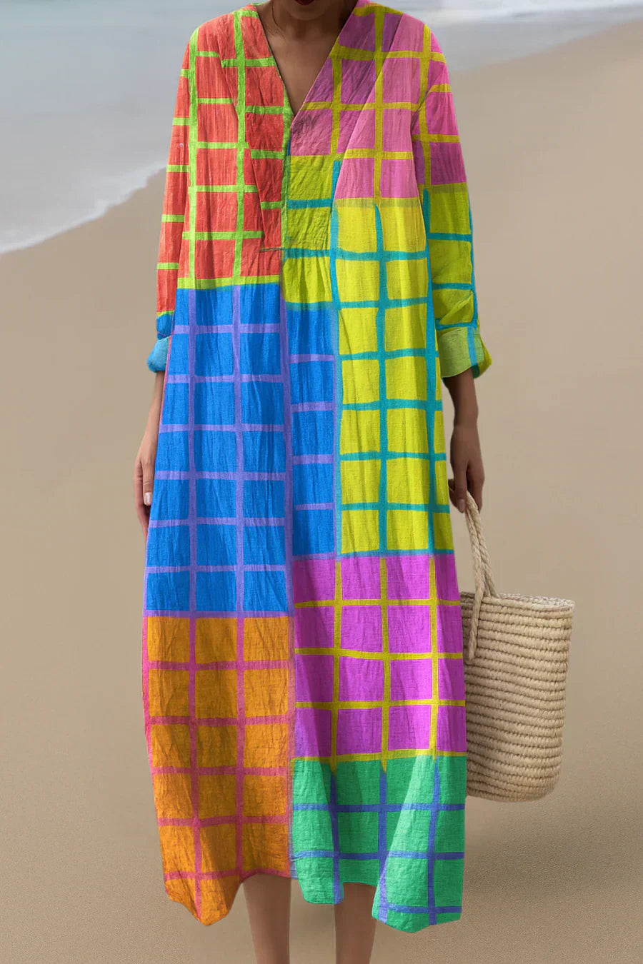 ELARA™ | COLORFUL CHECK MAXI DRESS
