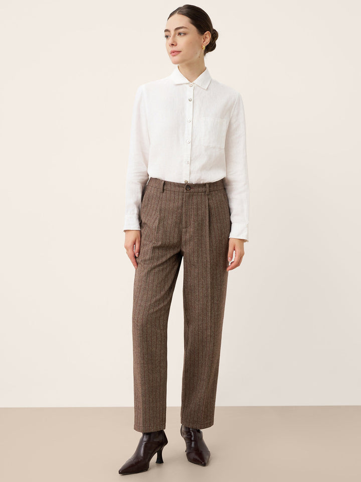 Wool Striped Tapered Tailored Trousers CASSIOPEIA