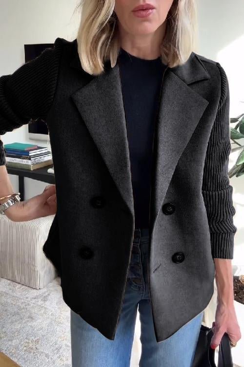 Amora - Elegant Blazer with Knitted Sleeves