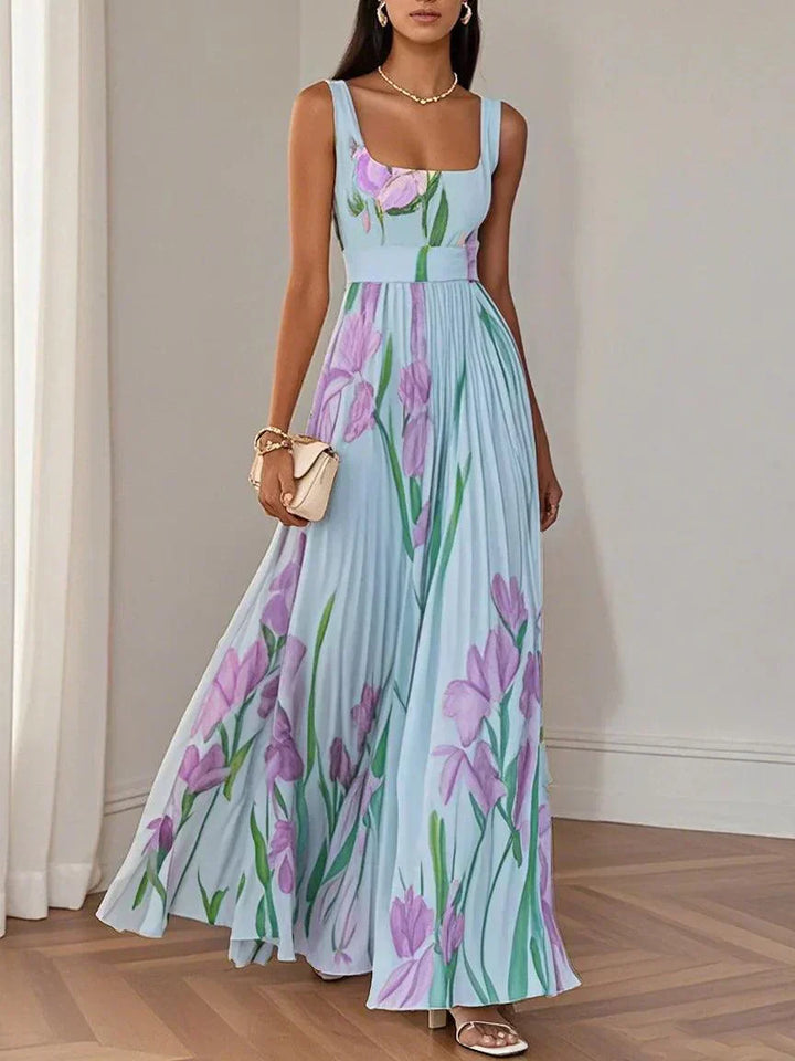 Zelma™ | Pleated Chiffon Maxi Dress