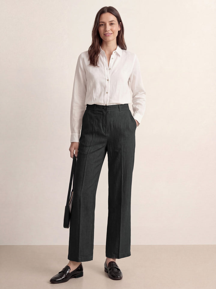 Linen Tailored Wide Leg Full Length Pants LEIGHTON