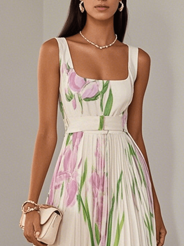 Zelma™ | Pleated Chiffon Maxi Dress