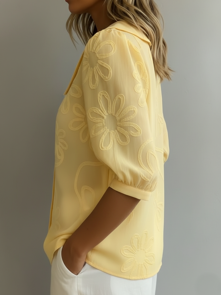 BLERTA - Floral Blouse With Natural Elegance