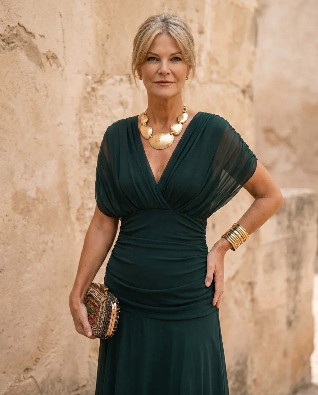 ELEGANT DRESS WITH V-NECK